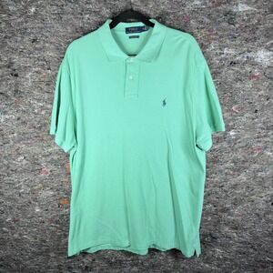 Polo Ralph Lauren Polo Shirt Mens 2XL‎ Green Custom Slim Fit Classic Pony Golf